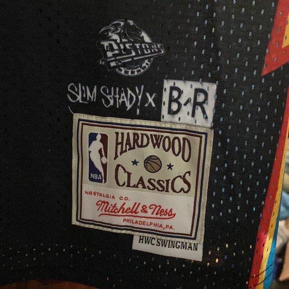 Authentic Detroit pistons slim shady jersey Mitchell and Ness BR remix - Picture 3 of 9